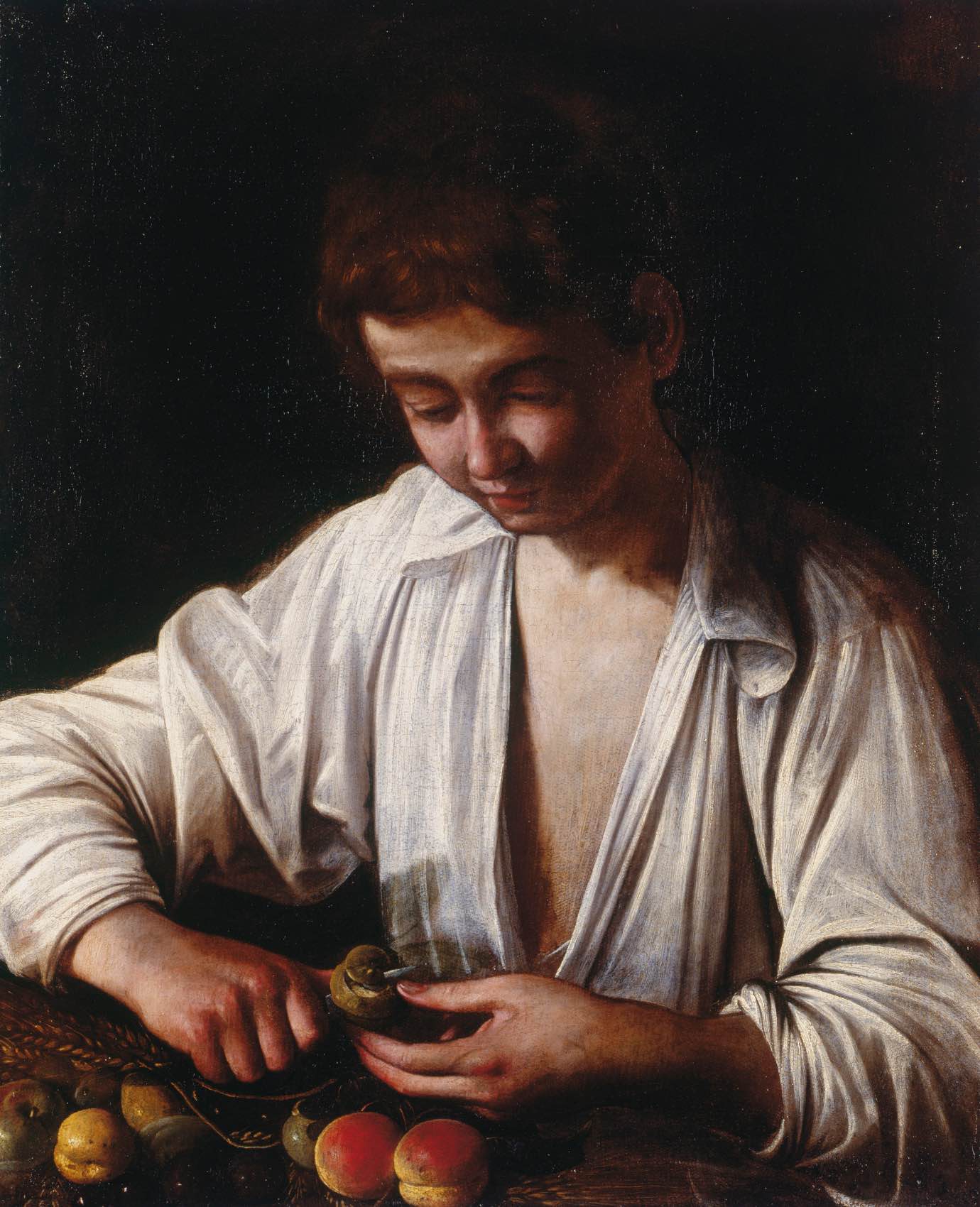 Boy Peeling Fruit